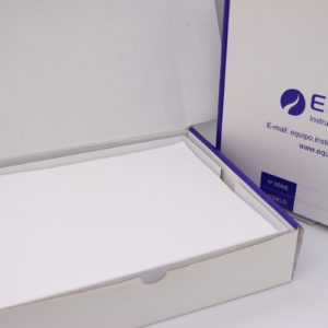 Caixa (100 Unid), filtro fibra vidro,254x203 mm, padrão, gramatura 55 g/m2, espessura 0,25 mm, eficiência superior a 99,9%, 0,3 micrometros, pelo teste ASTM-2986.