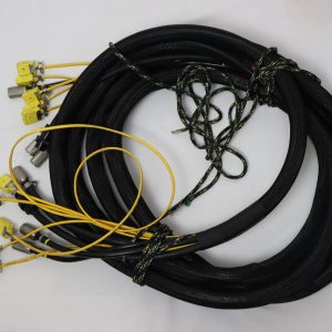 Cordão principal, 40m, 35m, 30m, 25m, 20m, 15m, 10m; 5 vias, conexões elétricas, termopares e pneumáticas para coletor isocinético.